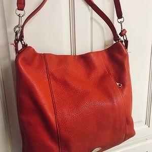 Coach tangerine leather handbag